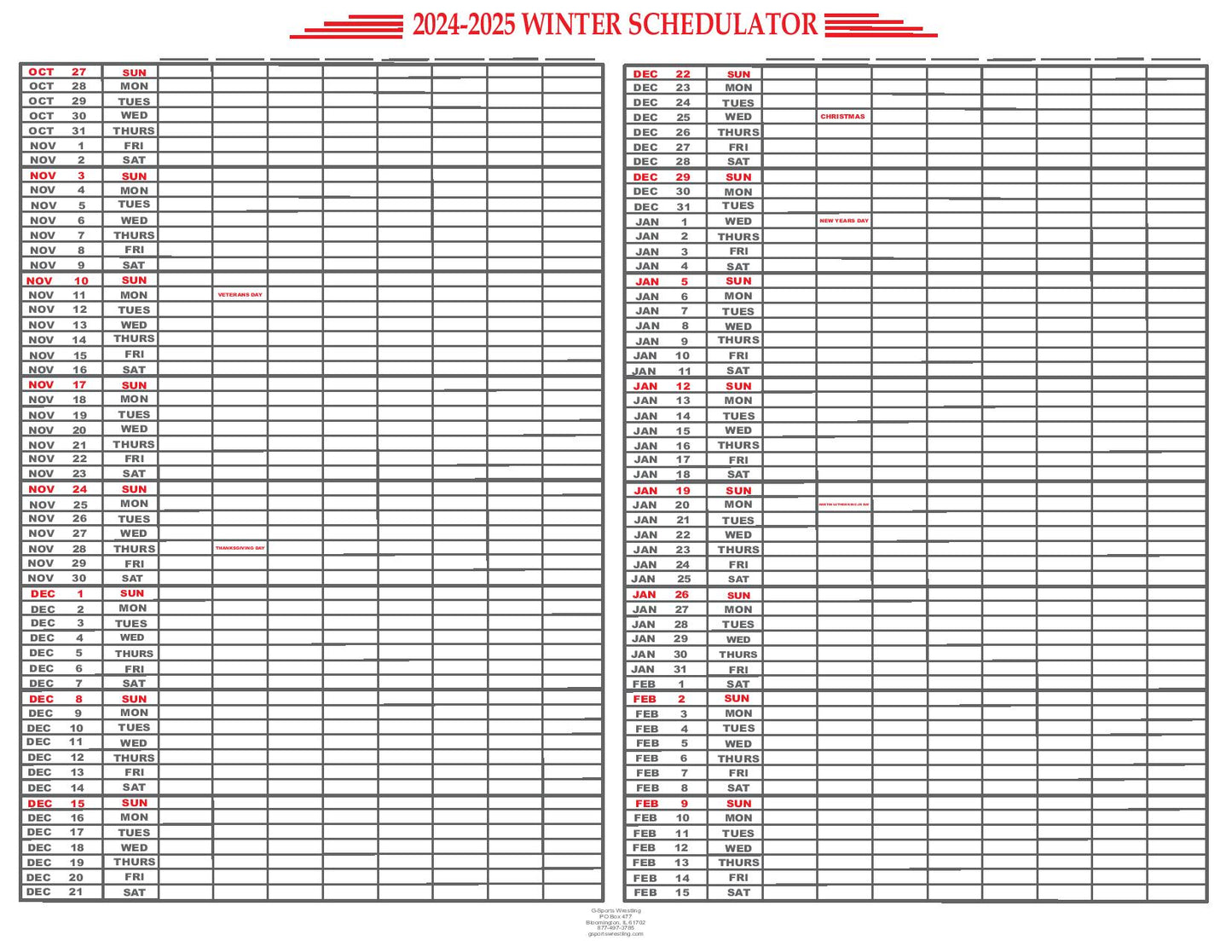 Large Schedulators 2024-2025 School Year (EM-100L)