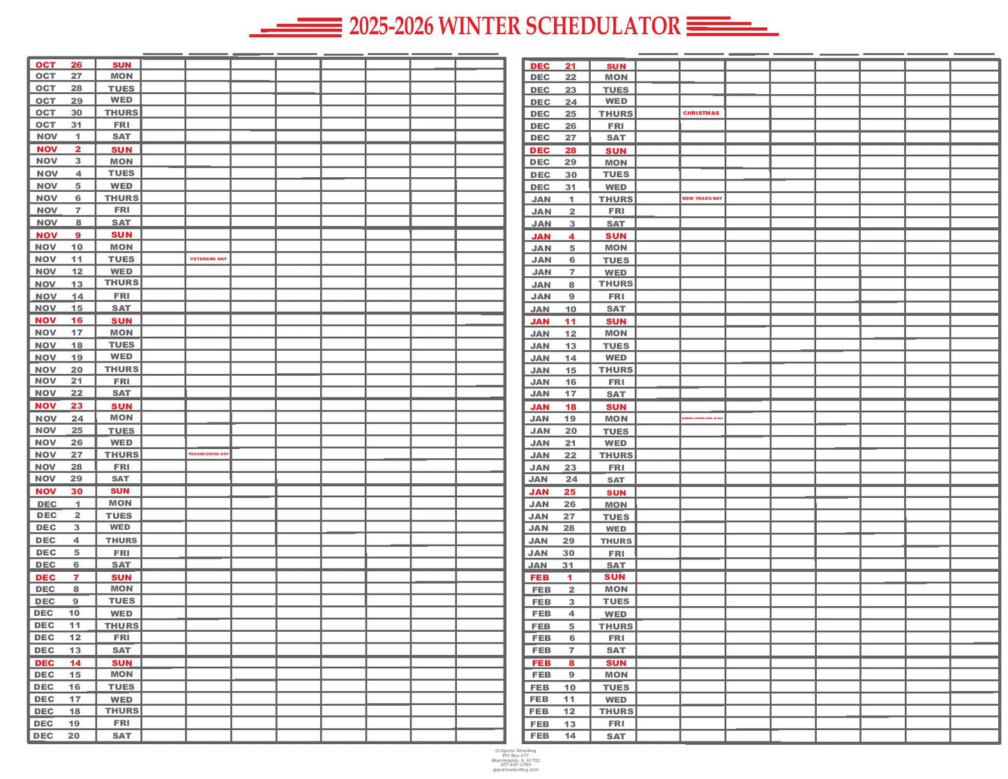 Large Schedulators 2025-2026 School Year (EM-100L)