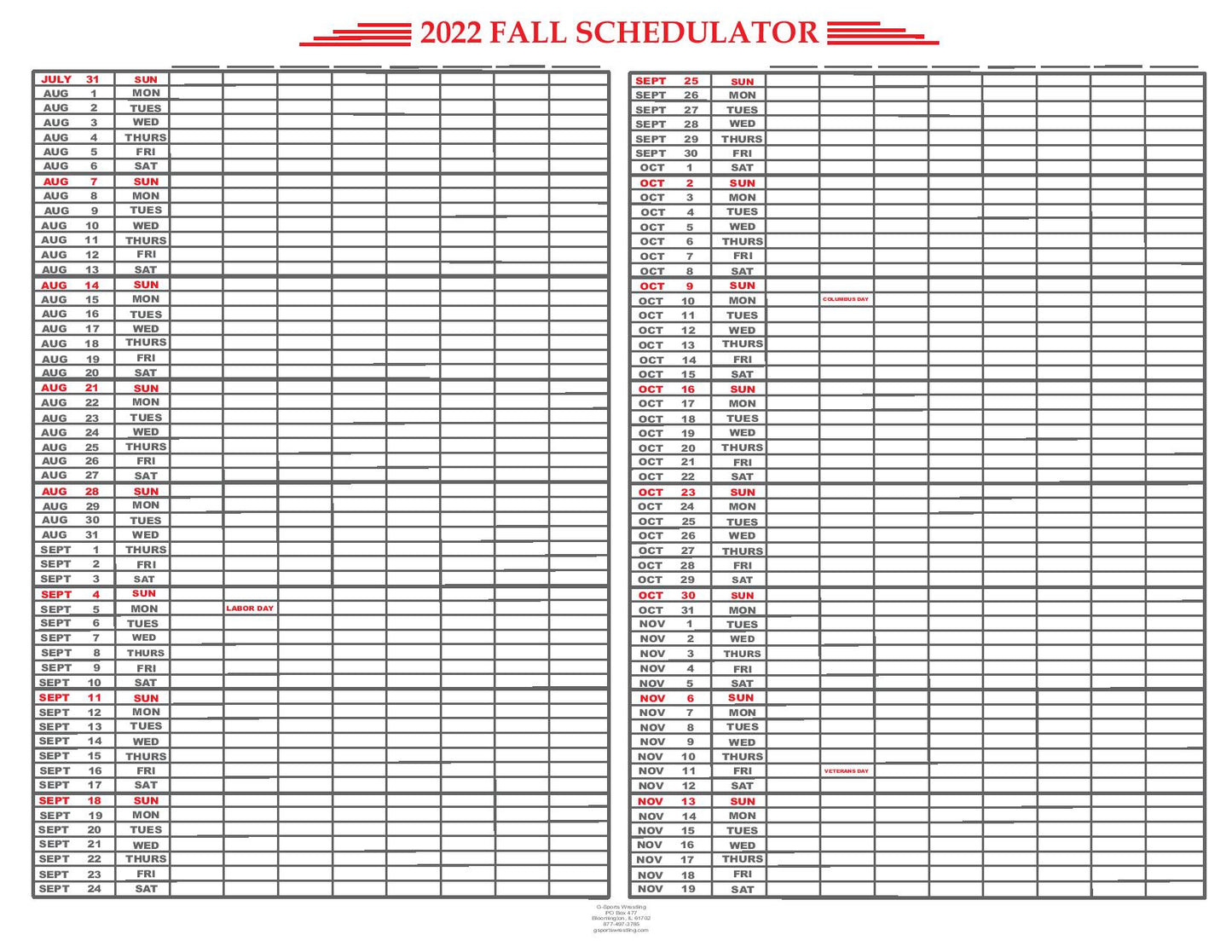 Large Schedulators 2026-2027 School Year (EM-100L)