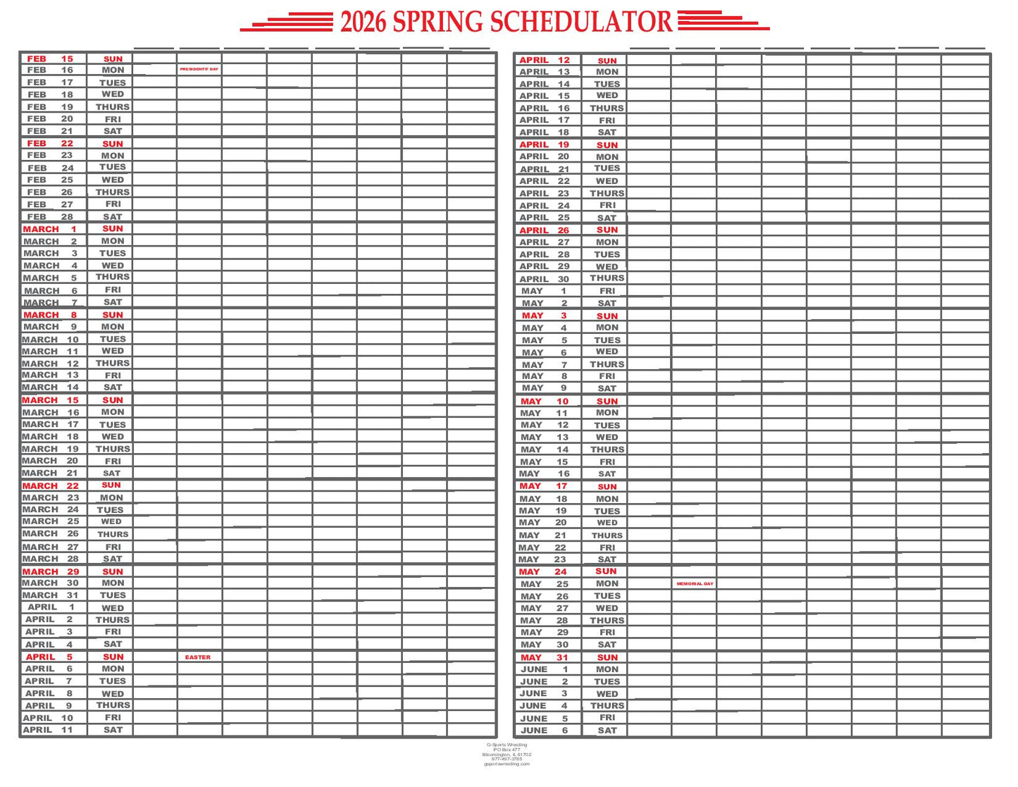 Large Schedulators 2025-2026 School Year (EM-100L)