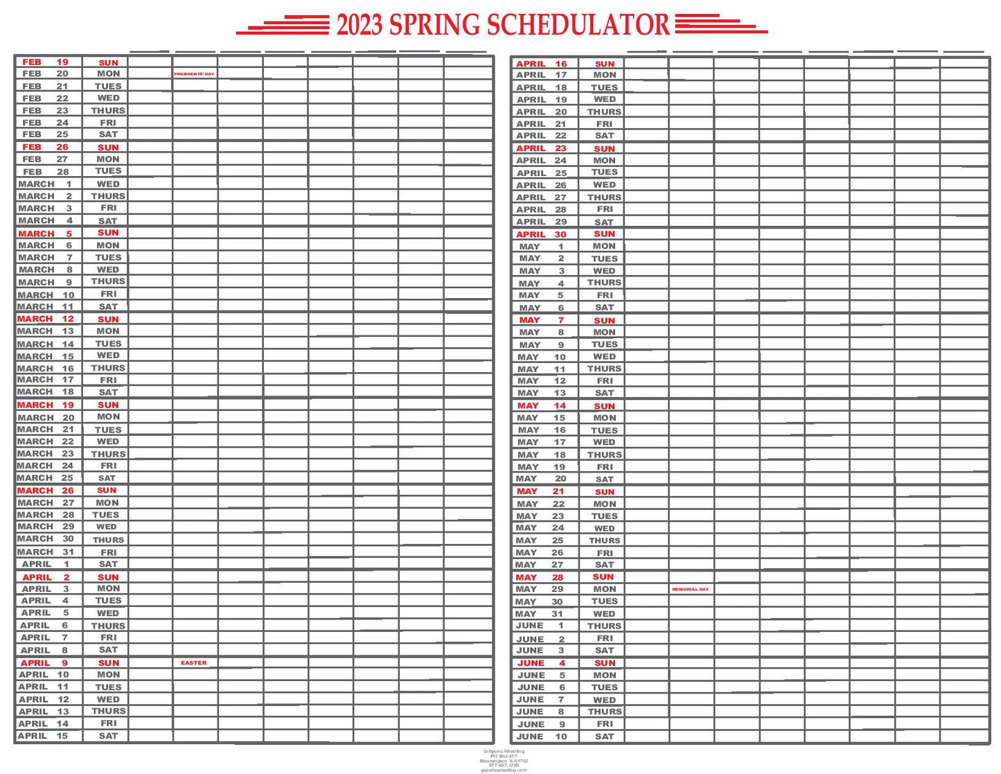 Large Schedulators 2026-2027 School Year (EM-100L)