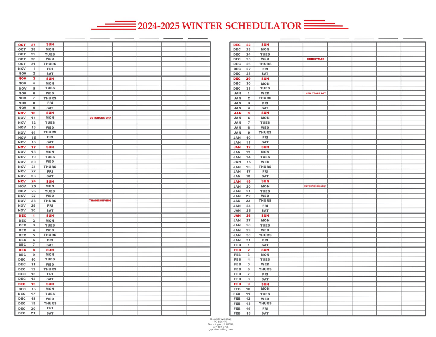 Schedulators 2024-2025 School Year (EM-100)