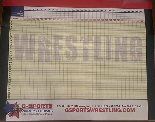 G-Sports Wrestling Weight Chart WC2