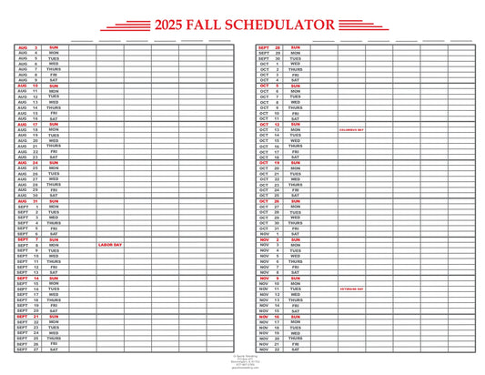 Schedulators 2025-2026 School Year (EM-100)