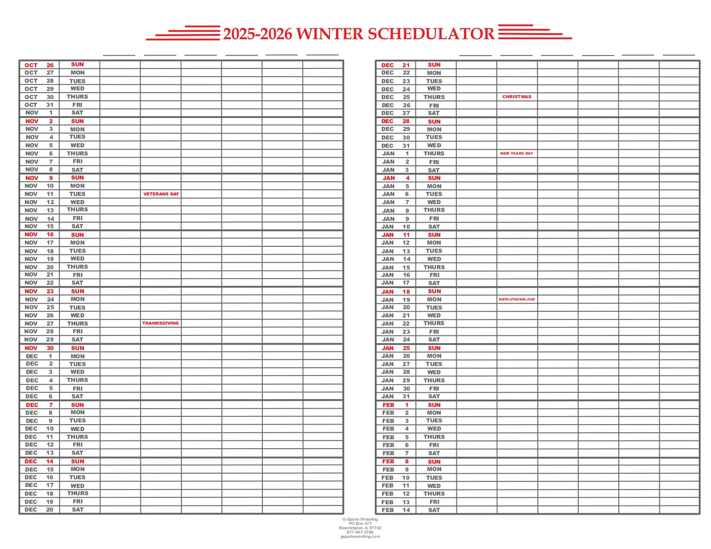 Schedulators 2025-2026 School Year (EM-100)